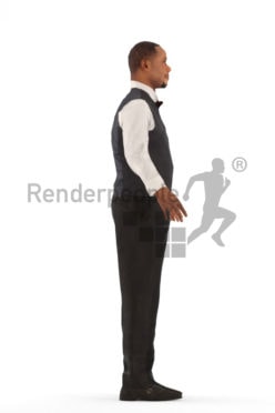 3d people catering, rigged black man in A Pose