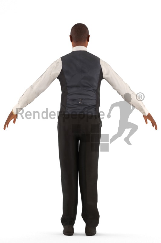 3d people catering, rigged black man in A Pose