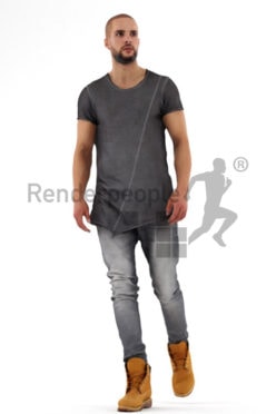 3d people casual, middle eastern 3d man walking