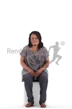 3d people casual, black 3d woman sitting