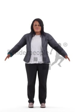 Rigged 3D People model for Maya and 3ds Max – black woman in business clothing