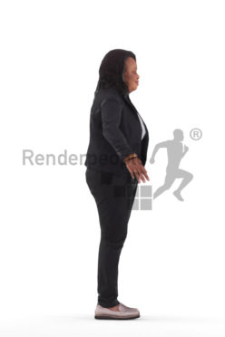 Rigged 3D People model for Maya and Cinema 4D – black woman, business clothing
