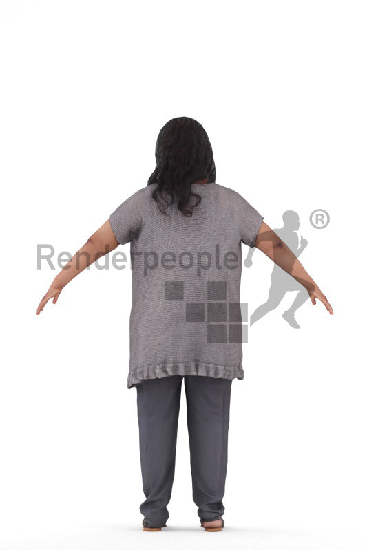 Rigged 3D People model for Maya and Cinema 4D, black woman casual