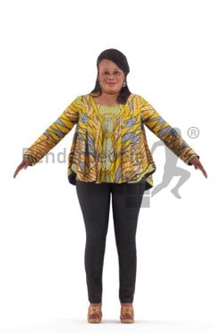Rigged and retopologized 3D People model – african woman with traditional piece
