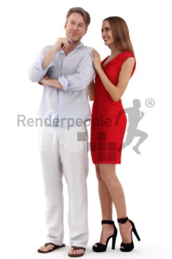 3d people business, white 3d couple standing