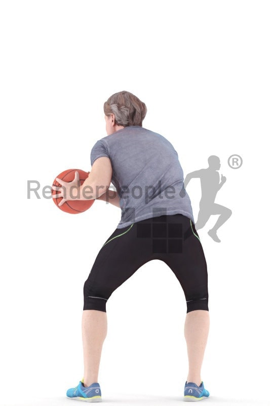3d people sports, white 3d man playing basketball.