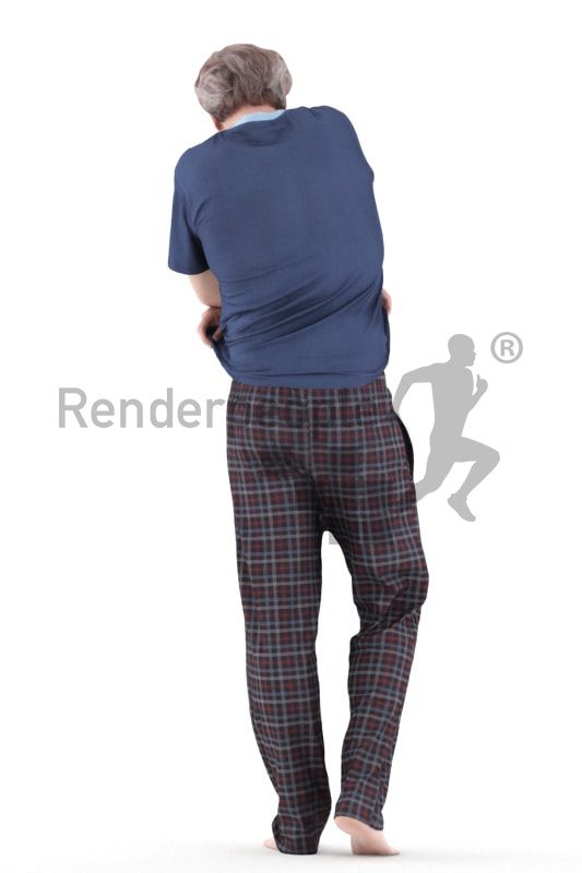 3d people sleepwear, white 3d man standing and changing clothes