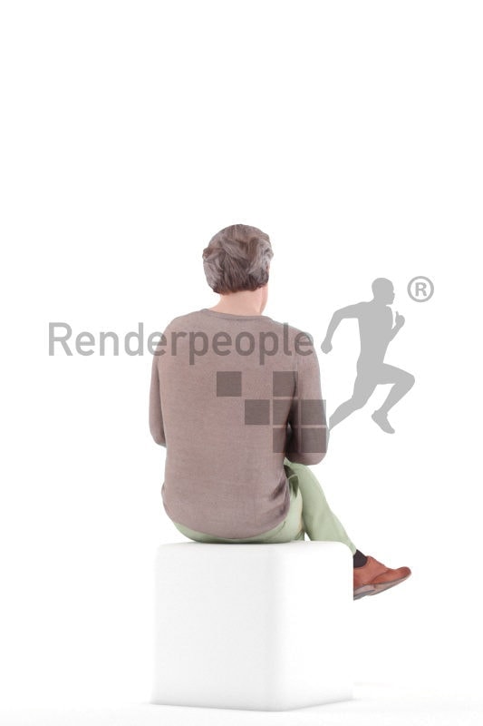 3d people casual, white 3d man sitting and browsing the web.