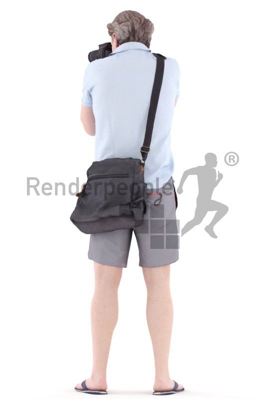 3d people casual, white 3d man standing and taking photos
