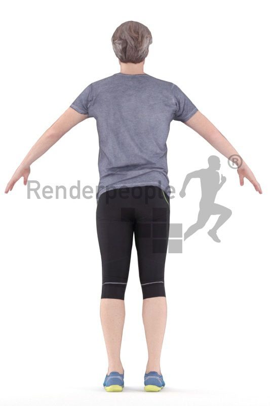 3d people sports, rigged man in A Pose