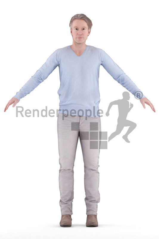 Rigged 3D People model for Maya and Cinema 4D – best ager white man in smart casual look