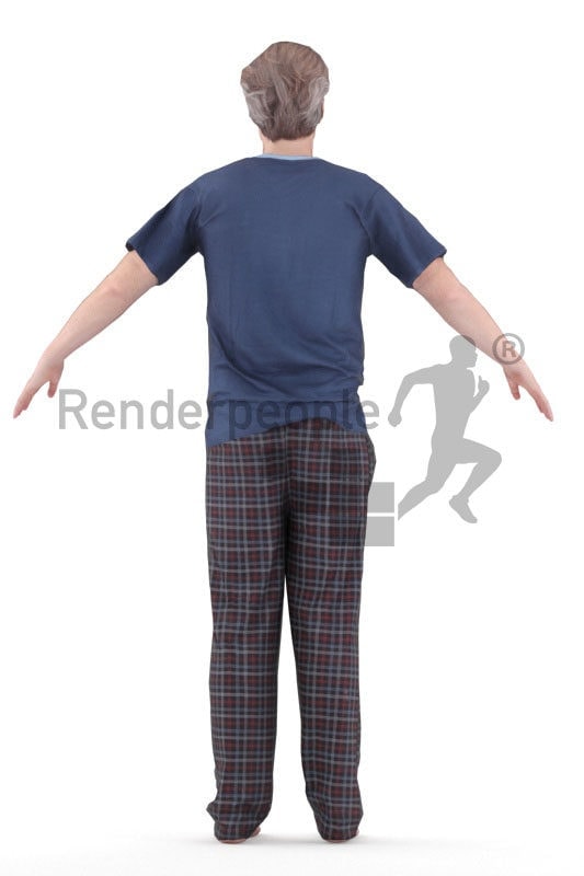 Rigged 3D People model for Maya and 3ds Max – elderly man in sleep wear