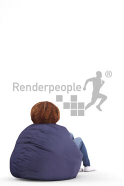 3D People model for 3ds Max and Maya – middle eastern woman in casual wear, sitting on a beanbag