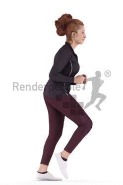 Photorealistic 3D People model by Renderpeople – middle eastern w oman in sports outfit, jogging