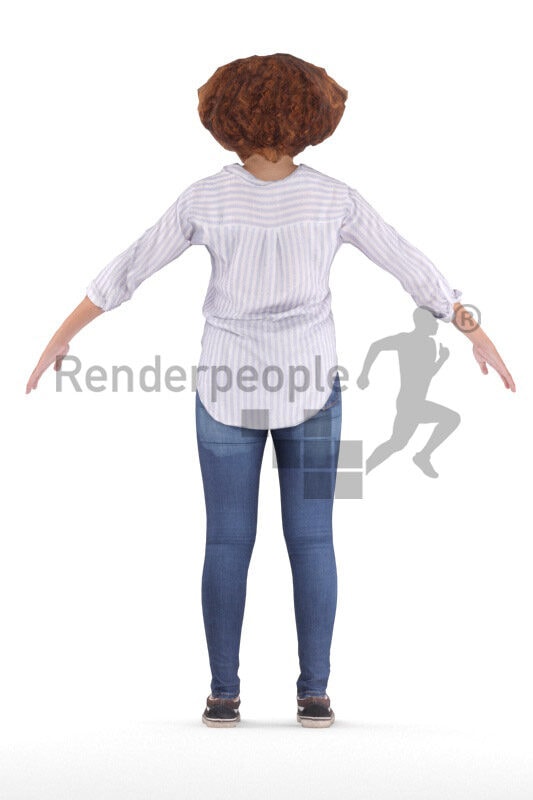 Rigged and retopologized 3D People model – middle eastern woman in smart casual look