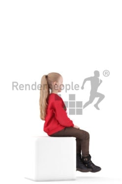 3d people casual, 3d white girl, sitting