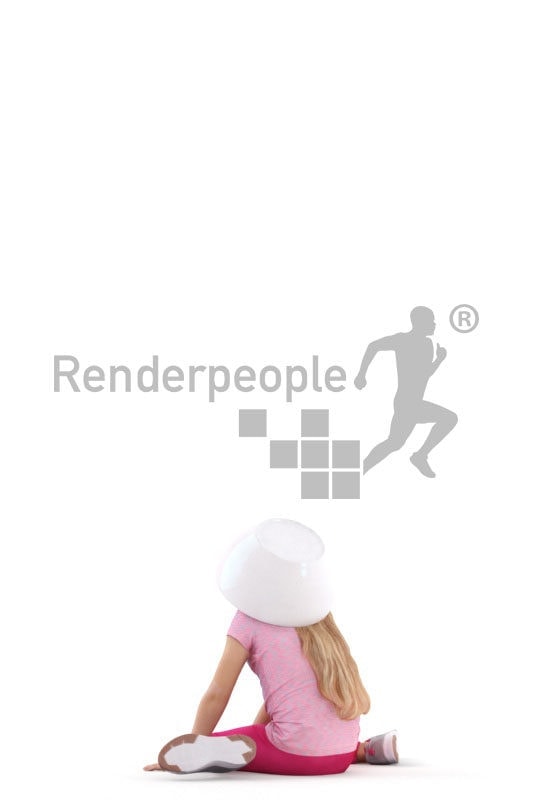 Photorealistic 3D People model by Renderpeople – little european girl playing