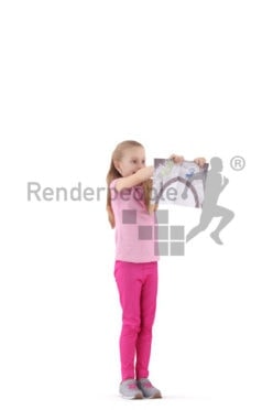 3D People model for 3ds Max and Sketch Up – girl with casual clothes, showing a painting