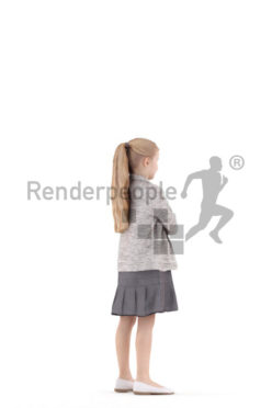 3D People model for 3ds Max and Blender – little girl, standing