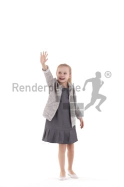 3D People model for 3ds Max and Sketch Up – girl with dress, saluting