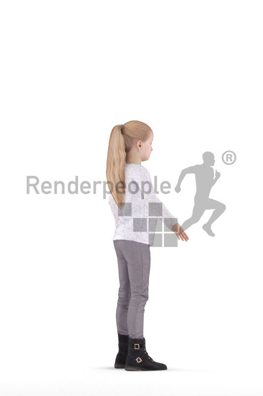 Rigged 3D People model for Maya and 3ds Max – little white girl in daily clothes