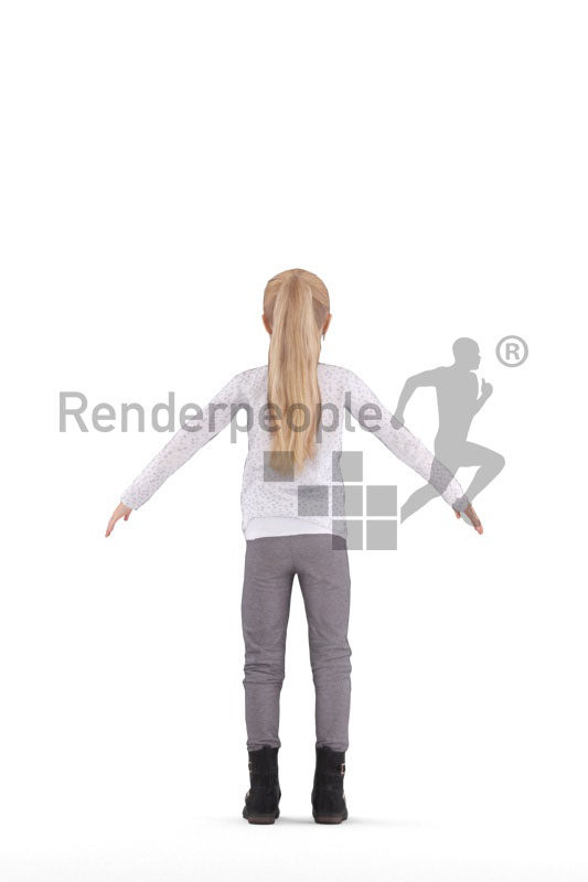 Rigged 3D People model for Maya and 3ds Max – little white girl in daily clothes