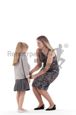 Posed 3D People model for renderings – mother and daughter interacting