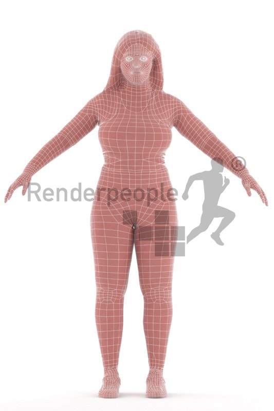 3d people sports, rigged black woman in A Pose