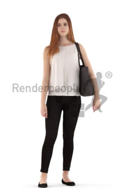 3d people casual, white 3d teenager standing