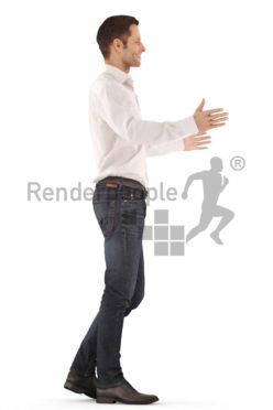 3d people event, young man standing and greeting
