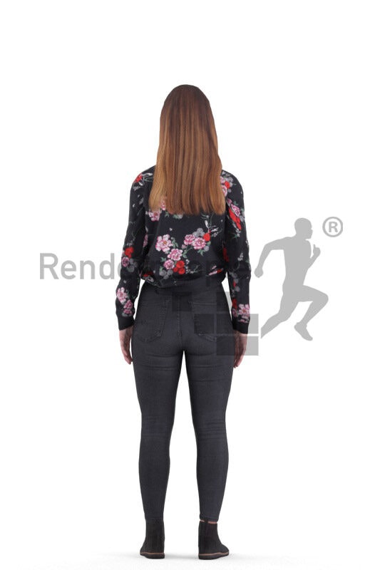 Animated human 3D model by Renderpeople – european woman in casual outfit, talking