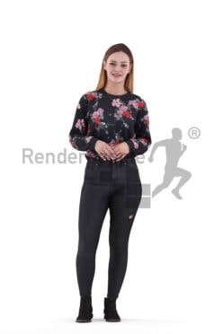 3D People model for 3ds Max and Sketch Up – european woman in casual style