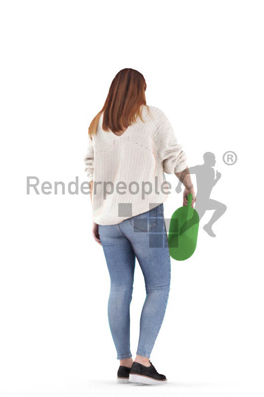Posed 3D People model by Renderpeople – european woman with watering can