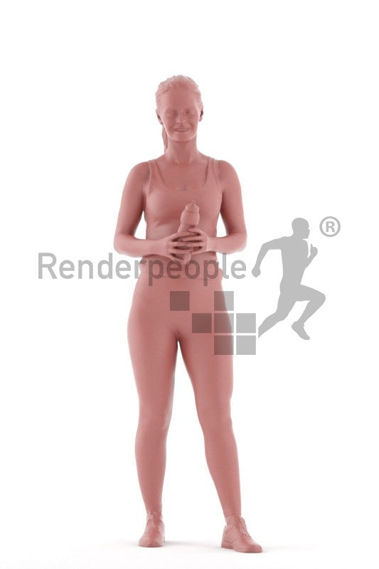 3d people sports, 3d white woman, standing