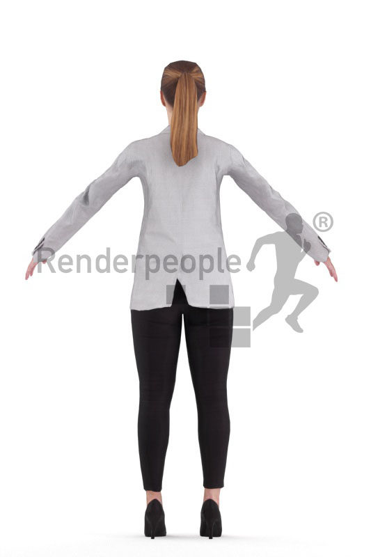 Rigged human 3D model by Renderpeople – white female in business look