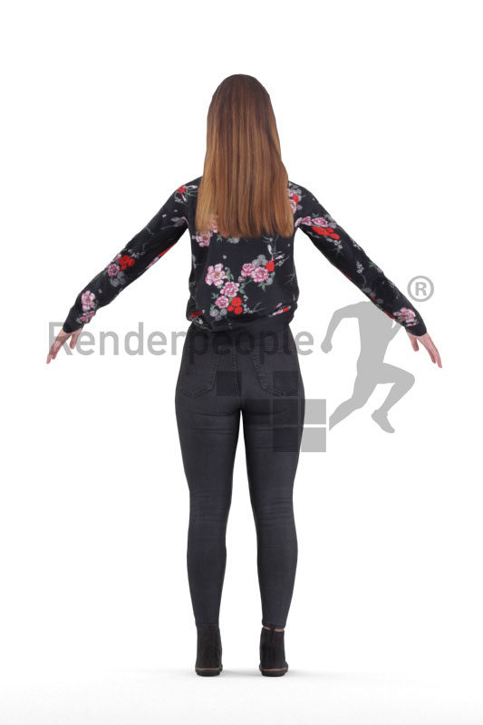 Rigged 3D People model for Maya and 3ds Max – white woman in casual outfit
