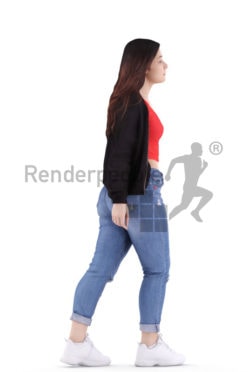 3d people casual, young woman walking 3d people casual, young woman walking