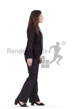 3d people business, young woman walking