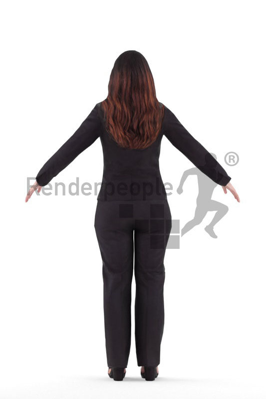 Rigged and retopologized 3D People model – european woman in business suits