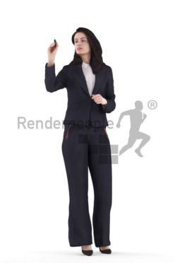 3d people business, white 3d man walking and holding jacket