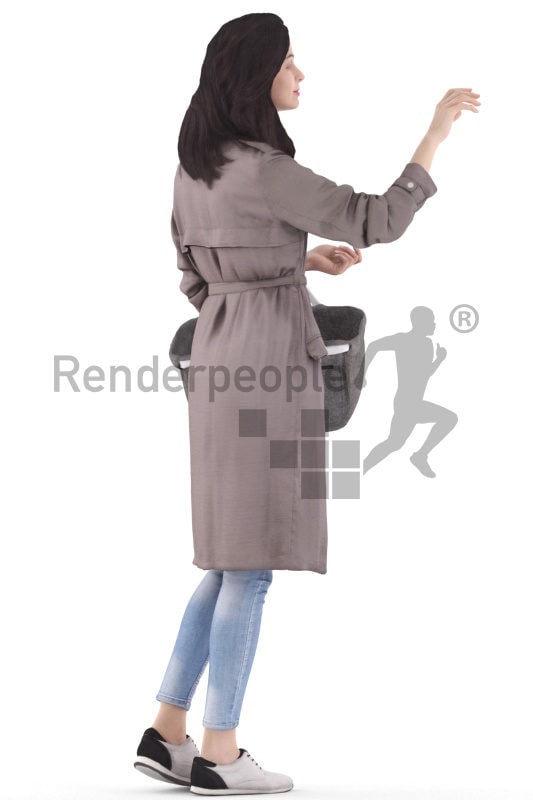 3d people casual, white 3d woman standing and shopping