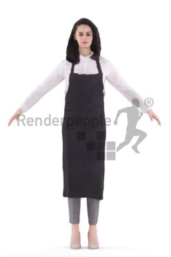 Rigged 3D People model for Maya and 3ds Max – woman with apron, gastronomy