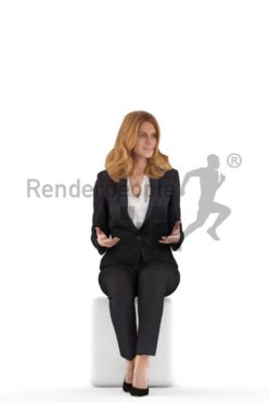 3d people business, white 3d woman sitting and discussing