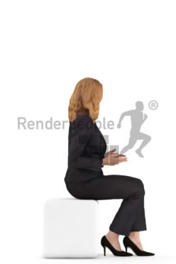 3d people business, white 3d woman sitting and discussing