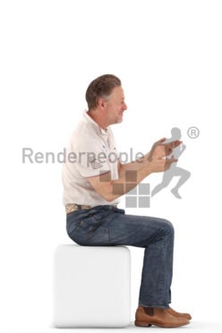 3d people casual, mam sitting and discussing