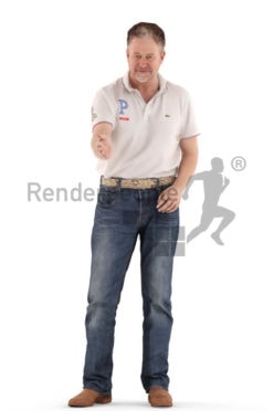 3d people casual, man staqnding, shaking hands