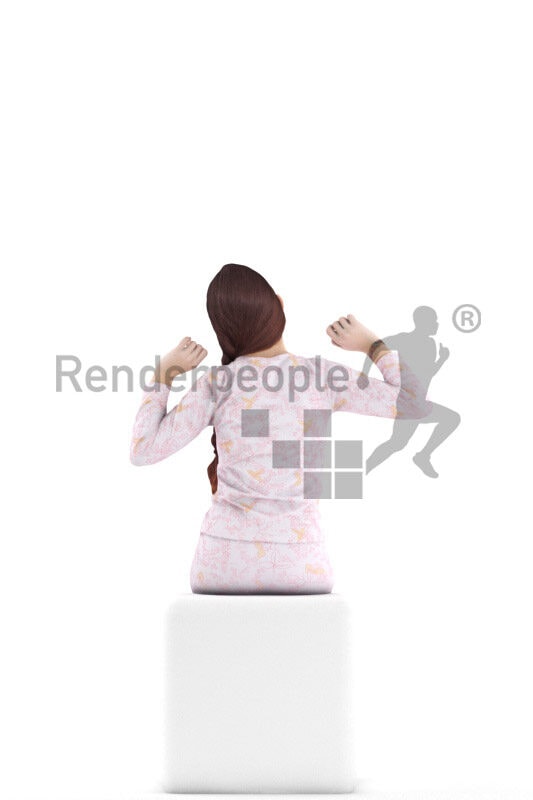 3D People model for 3ds Max and Cinema 4D – european girl in sleepwear, waking up