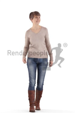 3d people casual. best ager woman walking