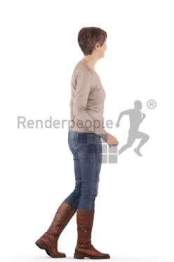 3d people casual. best ager woman walking