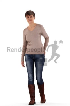 3d people casual, best ager woman walking